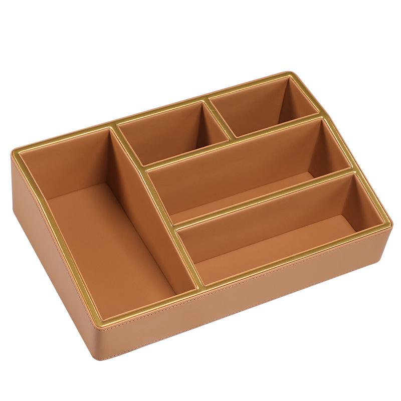 Makeup Storage Basket Bins with Dividers for Women Cosmetics Display Case Leather Skincare Multifunctional Desktop Organizers