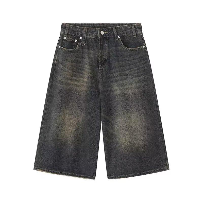 Unisex Low-Waist Distressed Denim Shorts - American Retro Summer Style