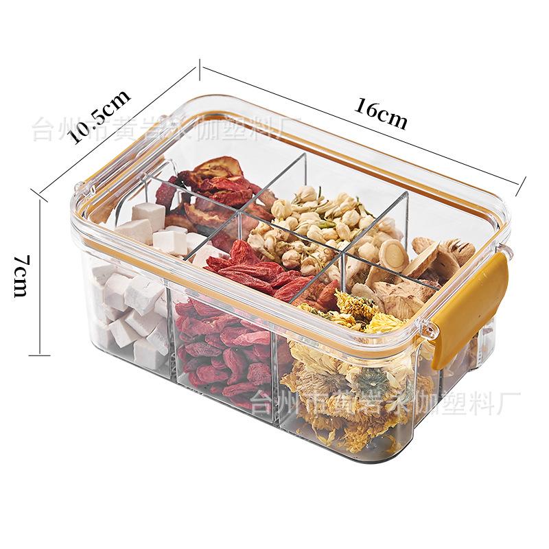 Floral Tea Box: Airtight 460ml Plastic Container with Four Compartments for Fresh, Food-Grade Storage.