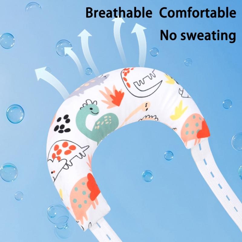 Breathable Cotton Baby Pillow Crescents Shape Neck Support Cartoon Pattern Bedding Pillow for Newborns