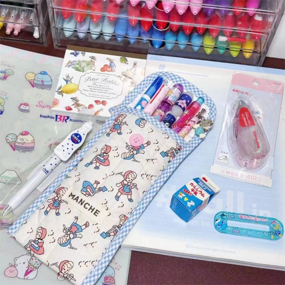 Retro Pastoral Style Pencil Case Soft Cotton Stationery Bag Cute Pen Bag  Student