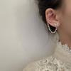 925 Silver Zircon Butterfly Pearl Chain Tassel Earrings with Ear Bone Clip