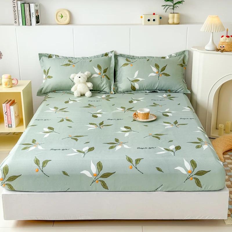 High Quality Printed Fitted Sheet Single Double Queen Size Mattress Cover With Elastic Band Bedsheet Soft Comfortable Fitsheet