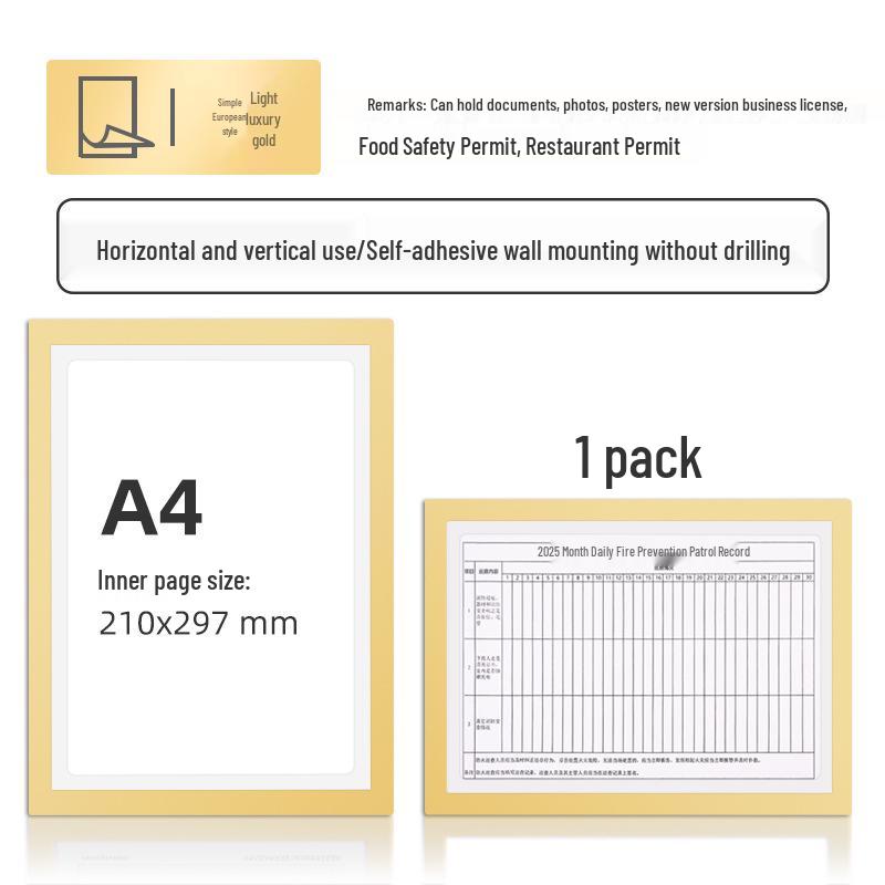 Wall-Mounted Transparent Protective Cover for Original and Duplicate Business and Food Hygiene Licenses