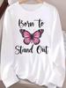 (Asian Size) Trend Butterfly Cute Tee Print T Shirt Women Clothing Autumn Winter Spring Casual Fashion Top O-neck Graphic Long Sleeve T-shirts