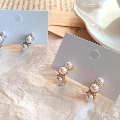 Women's Two-Color Muffin Pearl Half Stud Earrings