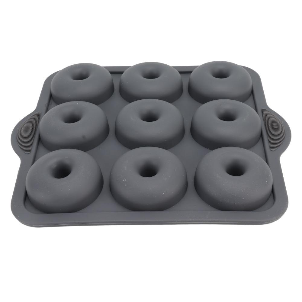 Food-Grade Silicone Silicone Donut Pan Non-Stick Surface Built-In Center Posts Baking Tray Dual Side Handles Easy Release