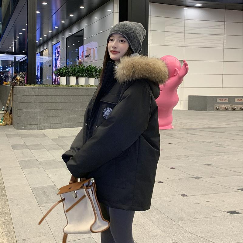 Workwear Down Jacket Women's Mid-length New Style Small Fur Collar Pie Overcome Thickened Winter Cotton-padded Jacket