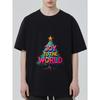 Christmas T-Shirt Black Joy To The World Christmas Tree Design Holiday Party Wear