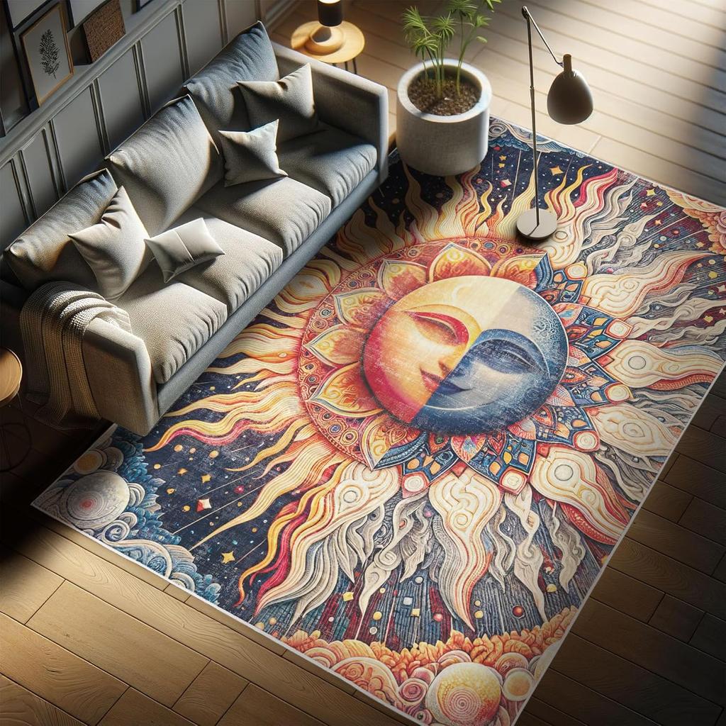 Dinosaur Decorative Rug,Jurassic Scenario Cartoon Animals in Wilderness Cloudy Sunrise Back, Quality Carpet for Bedroom Dorm and
