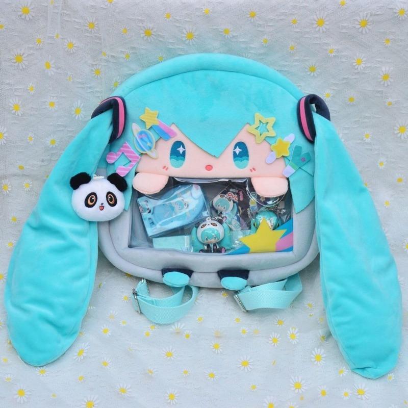 Kawaii Hatsune Miku Plush Crossbody Bag Anime Big Mouth Pain Bag Itabag Cute Virtual Singer Shoulder Bag Girls Cosplay Gift