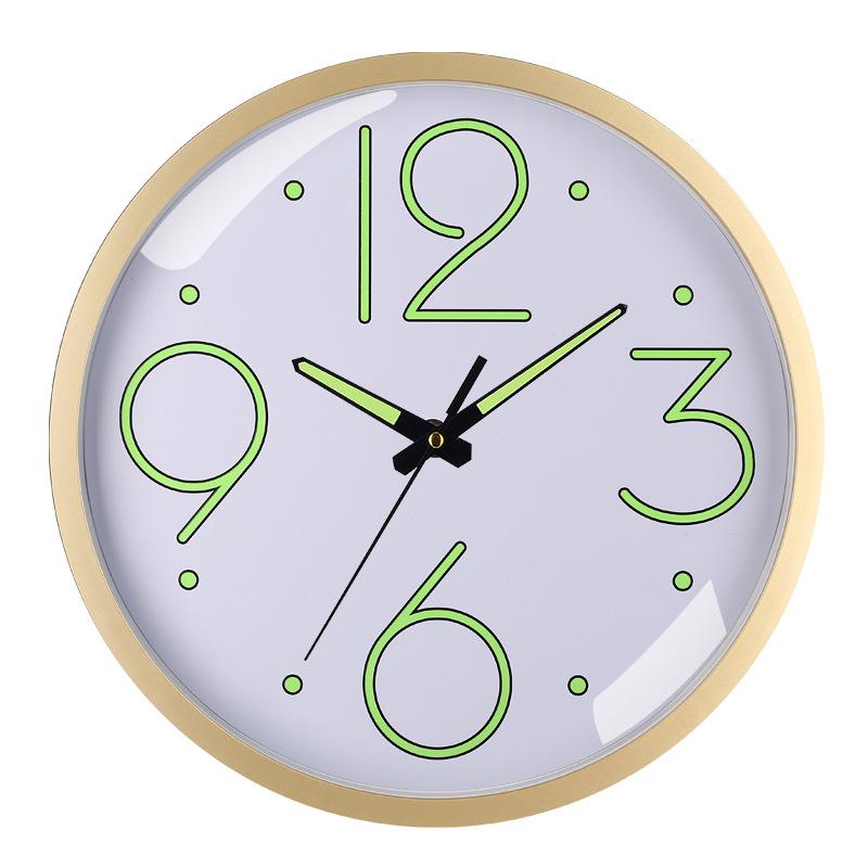 12 Inch 30cm Luminous Plastic Silent Wall Clock Creative Bedroom Living Room Simple Luminous Quartz Clock