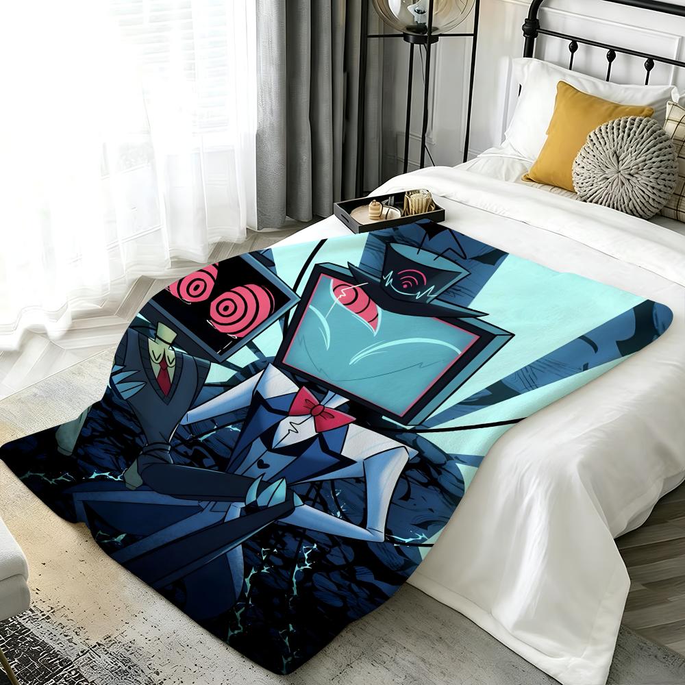 Animation H-HazbinHotel Throw Flannel Blanket Perfect for Sofa Office Bed Travel Sleep Read Relax Camping four season use
