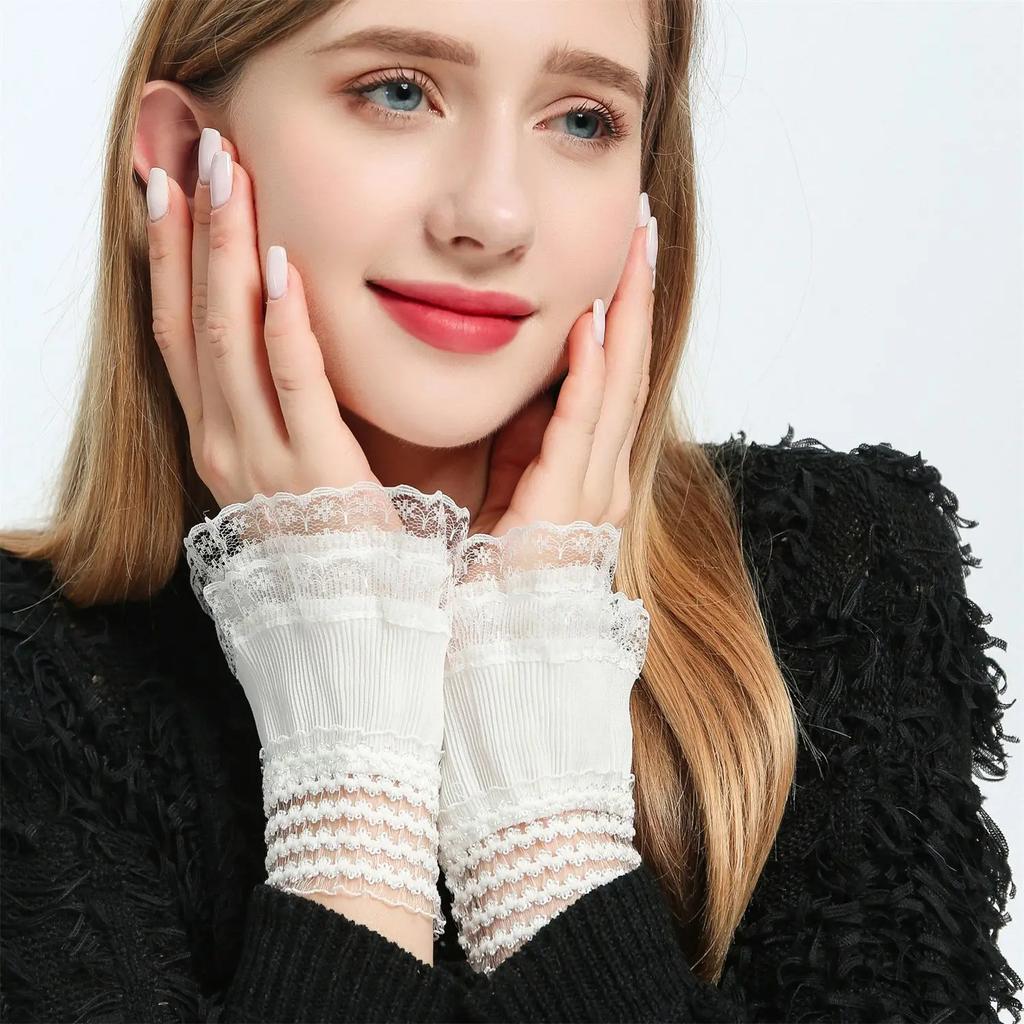 Women Fake Sleeves Detachable Cuffs False Cuffs Sweater Blouse Horn Cuffs Wrist Warmers Summer Flare Sleeve Accessories