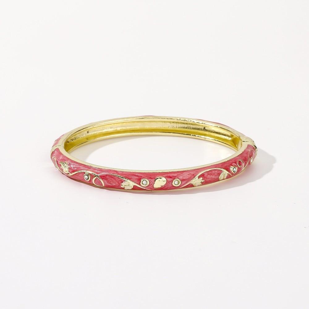 Small Floral Chinese Flower Bangle Enamel Women's Hand Bracelet Vintage Cloisonne Bangle Ladies