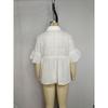 Womens Eyelet Embroidery Peplum Shirt With Point Collar And Ruffle Short Sleeve Casual Blouse