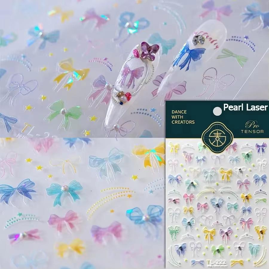 5D Sparkle Clear Diamonds Colorful Thin Little Bow Tie Bowknot Adhesive Nail Art Stickers Decals Manicure Ornaments Suppliers