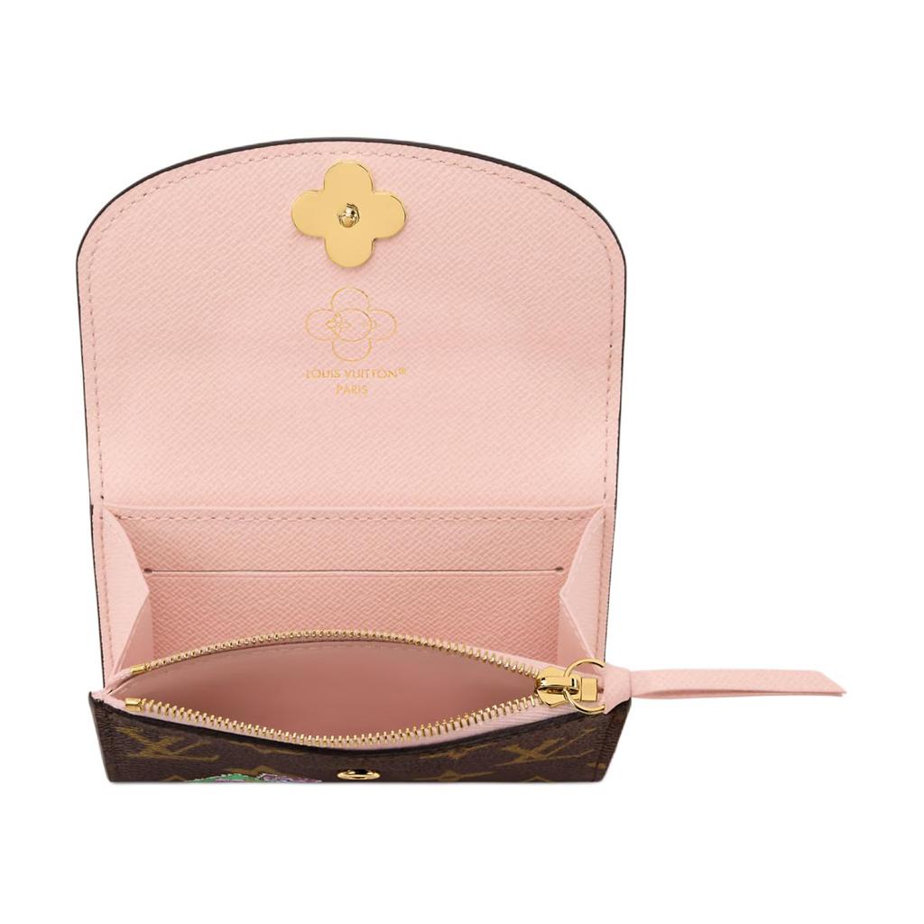 Louis Vuitton Rosalie Korea Limited Edition Gold Brand Mascot Accessory Coated Canvas Coin Purse Women Wallet Brown Pink M26626