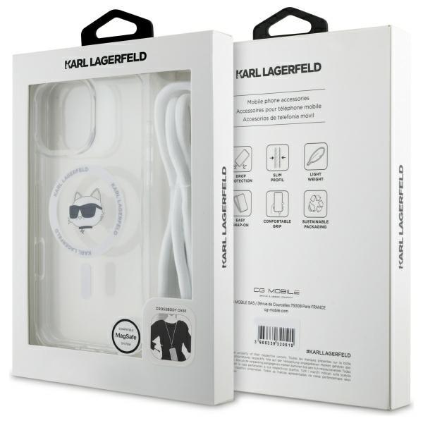 Karl Lagerfeld Klhmp16Lhcchnt Iphone 16  Pro 6.3 Hardcase Transparent Iml Choupette Head & Cord Magsafe