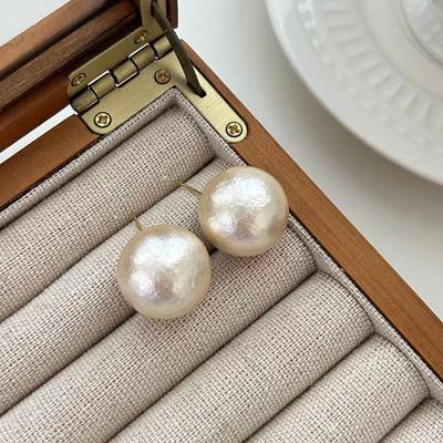 Beroemdheid Met Dezelfde Grote Parel Stud Oorbellen Dames Zomer Temperament Vol Frans Retro Katoenen Oorbellen Pendelaar Mode Oorbellen Dames