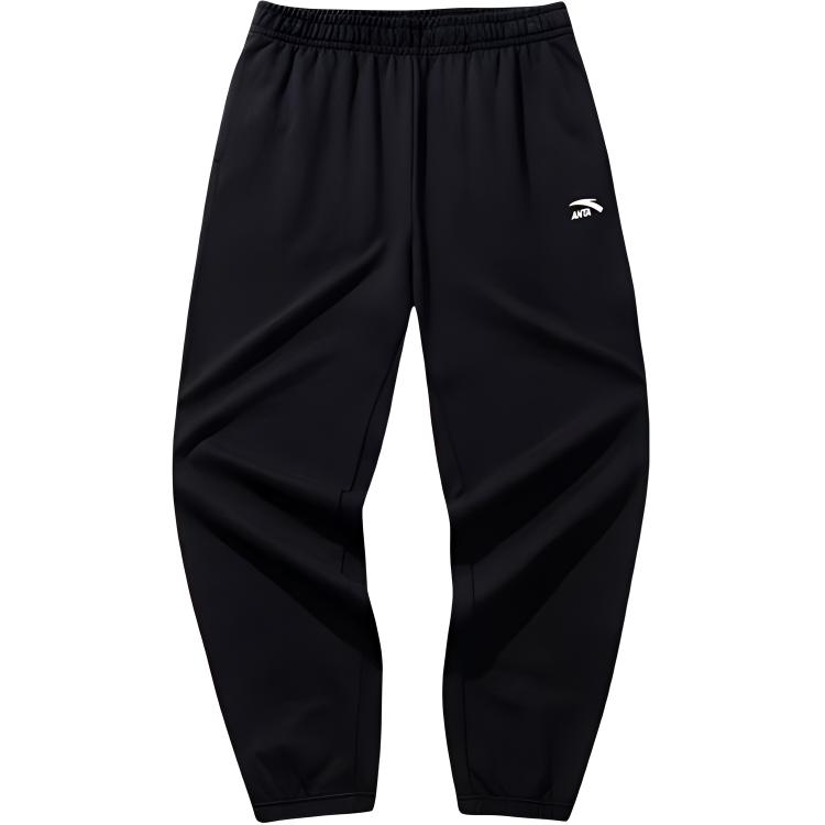 

Anta Sports Lifestyle Series Solid Color Mid Waist Drawstring Comfortable Breathable Cuffed Knitted Joggers Men Joggers Basic-Black 152448305-2 2XL