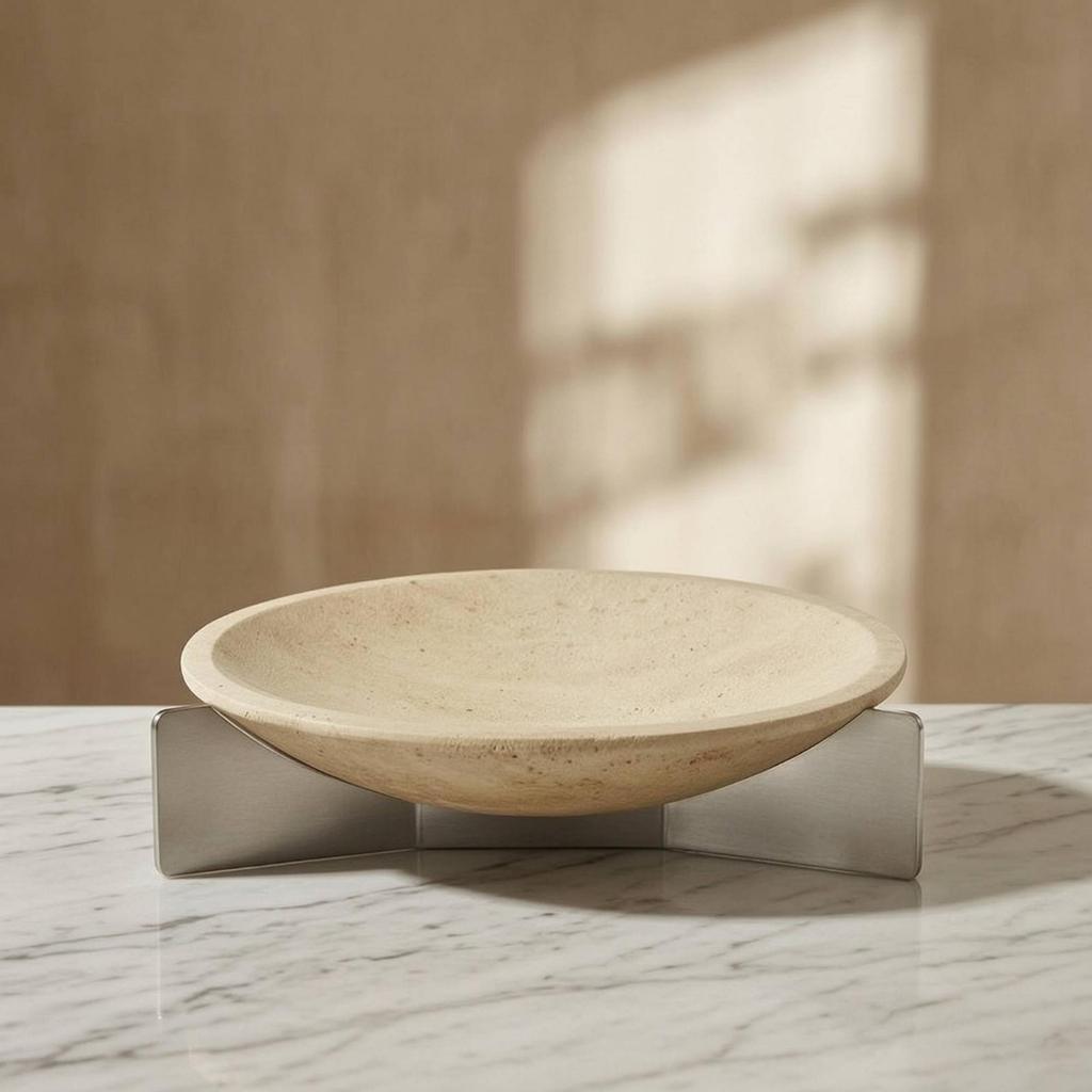 Tabletop Tray with Stand Rustic Minimalism Round Organizer Natural