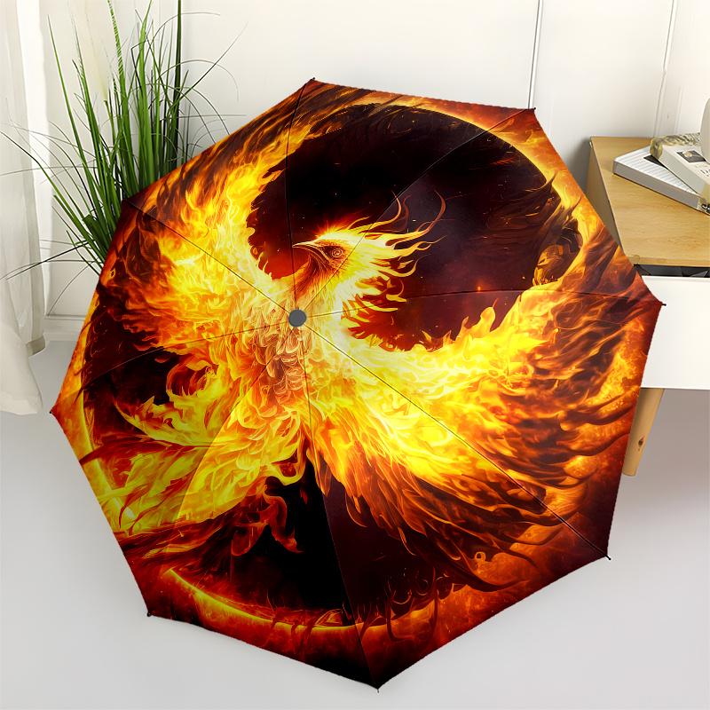 Phoenix, Fire themed Eight rib Automatic Folding umbrella Is Suitable for Both Men and Women, Making It A Perfect Christmas and Valentine's