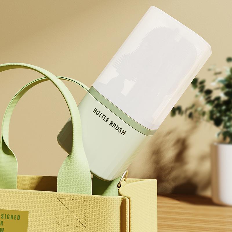 Reise-Babyflaschenbürsten-Set mit Silikon-Saugerbürste, Abtropfgestell, Strohhalm- und Fugenbürsten