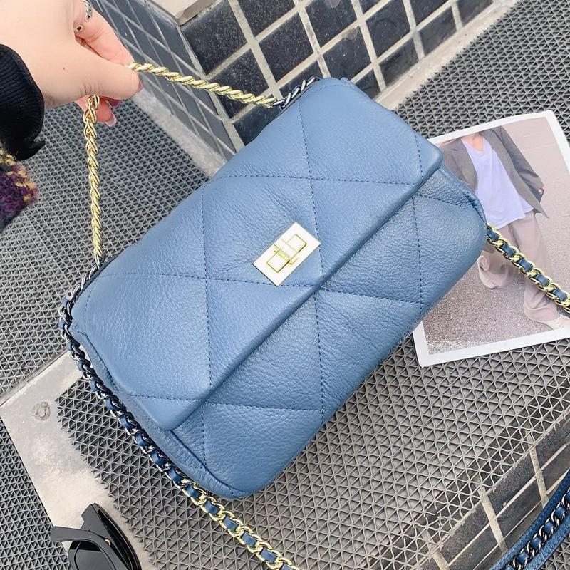 2025 Neuer Stil Rindsleder Ring-Gitter Ketten Tasche Kleine Quadratische Wolke Einzel-Schulter Cross-body Handtasche Damen