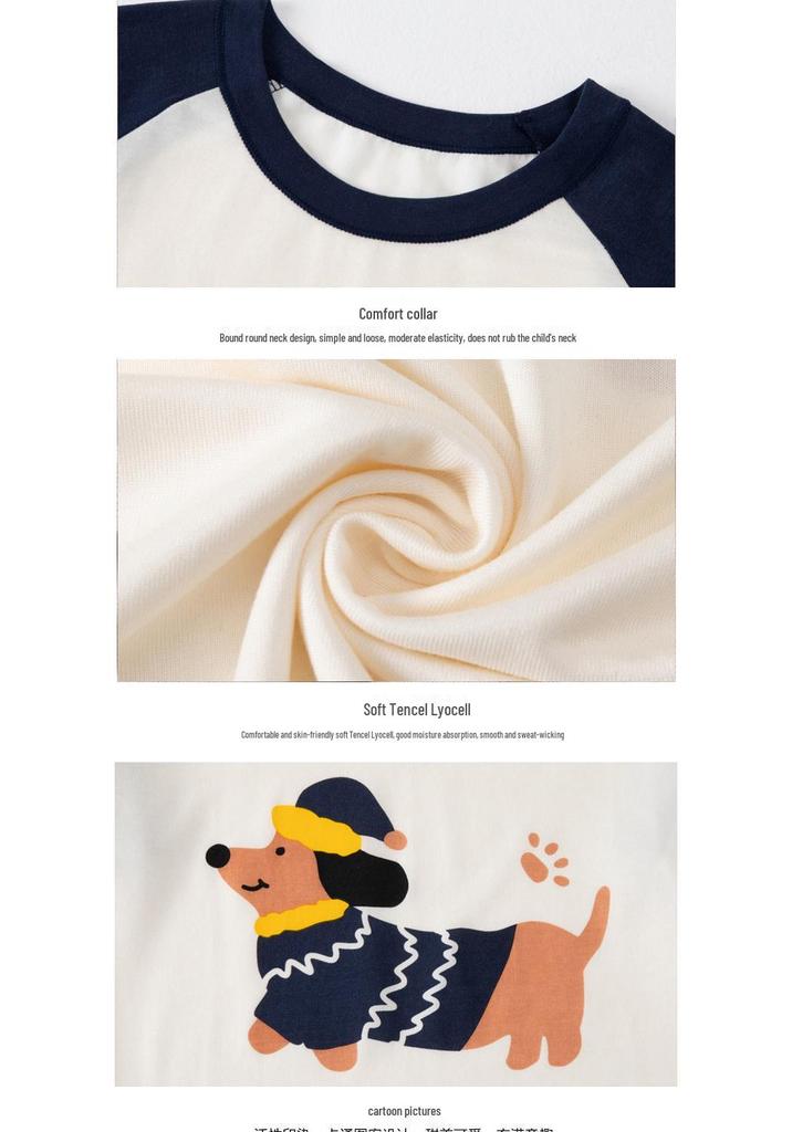 Kids' Summer Short-Sleeve Set: Cool Soft Pajamas & Outdoor Wear for Older Children, Includes Top and Shorts