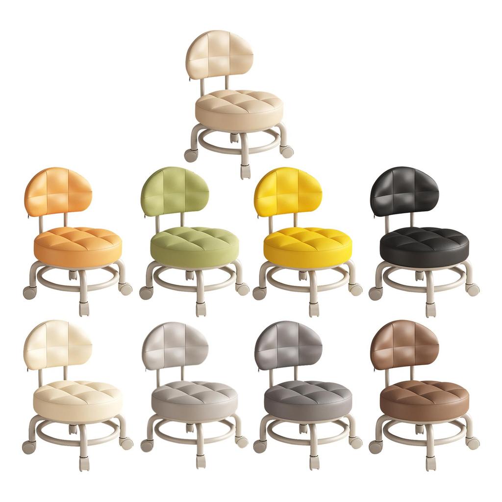 Adjustable Back Support Rolling Stool for Home Office
