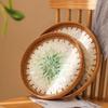 Color Shell Jewelry Cosmetics Food Teacup Storage Trays Handmade Rattan Fruit Dessert Bread Pans Round Rattan Decoration Trays