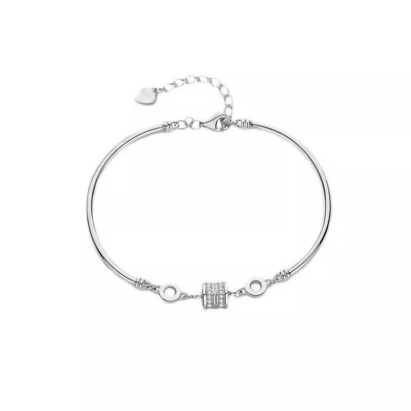 

Стильный браслет из стерлингового серебра S925 пробы с тонкой талией и розовым золотом для женщин - элитный нишевый дизайн S925 Silver платиновый