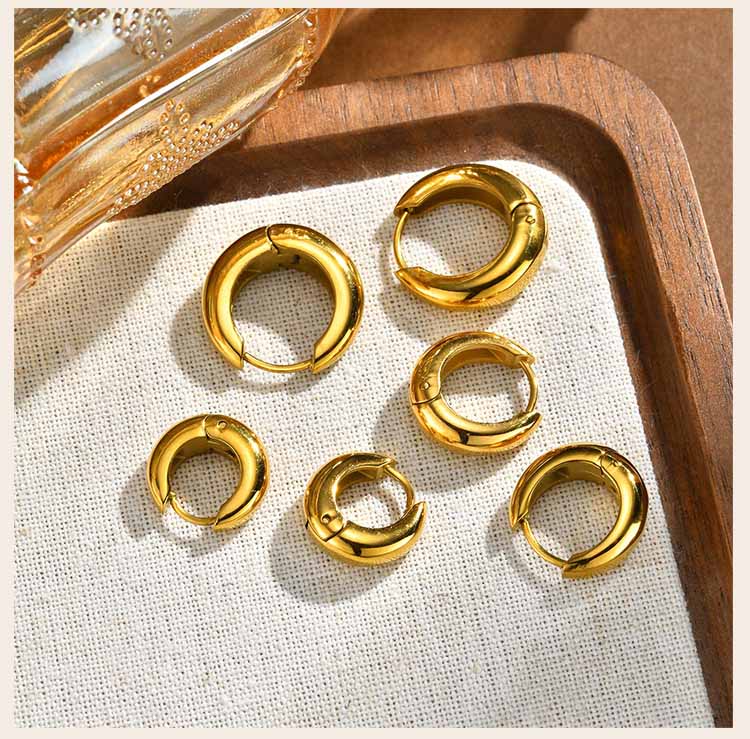 Minimalist Gold Color Hoop Earrings Stainless Steel Chunky Earrings for Women Girls Hypoallergenic Jewelry Aretes Mujer Trend