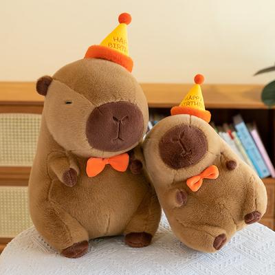 Birthday Hat Kapibara Cute Capybara Plush Toy Doll Cute Children'S Doll Gift
