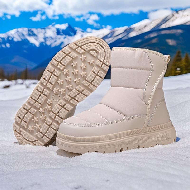Kids Non-slip Snow Boots Boys Girls Plush High-top Boots Warm Cotton Shoes Winter Walking Hiking Shoes