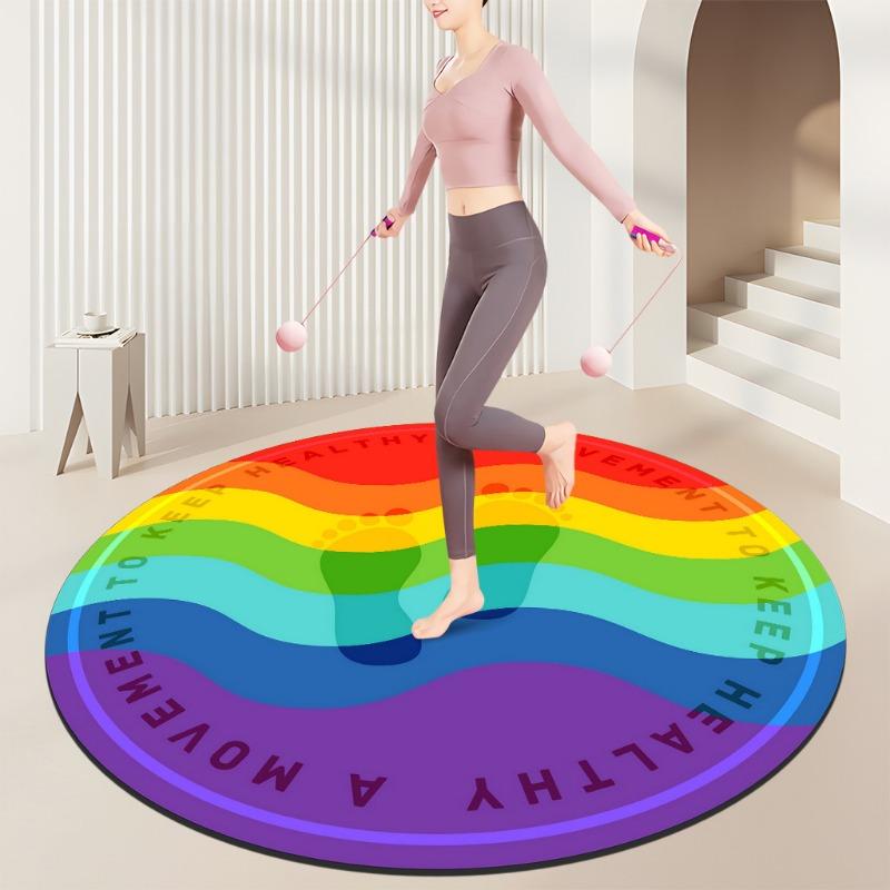 Fitness Round Mats Pink Yellow Black Colors Movement Design Non Slip Exercise Carpets for Home Workout