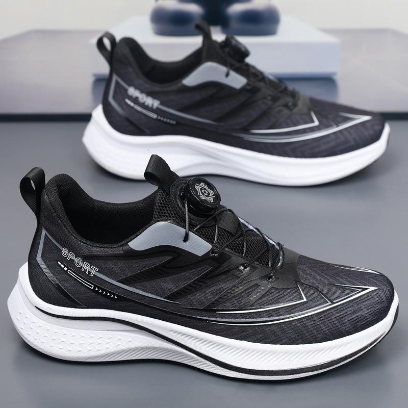 Men's shoes mesh summer new knob buckle breathable running non-slip student fashion casual sports shoes