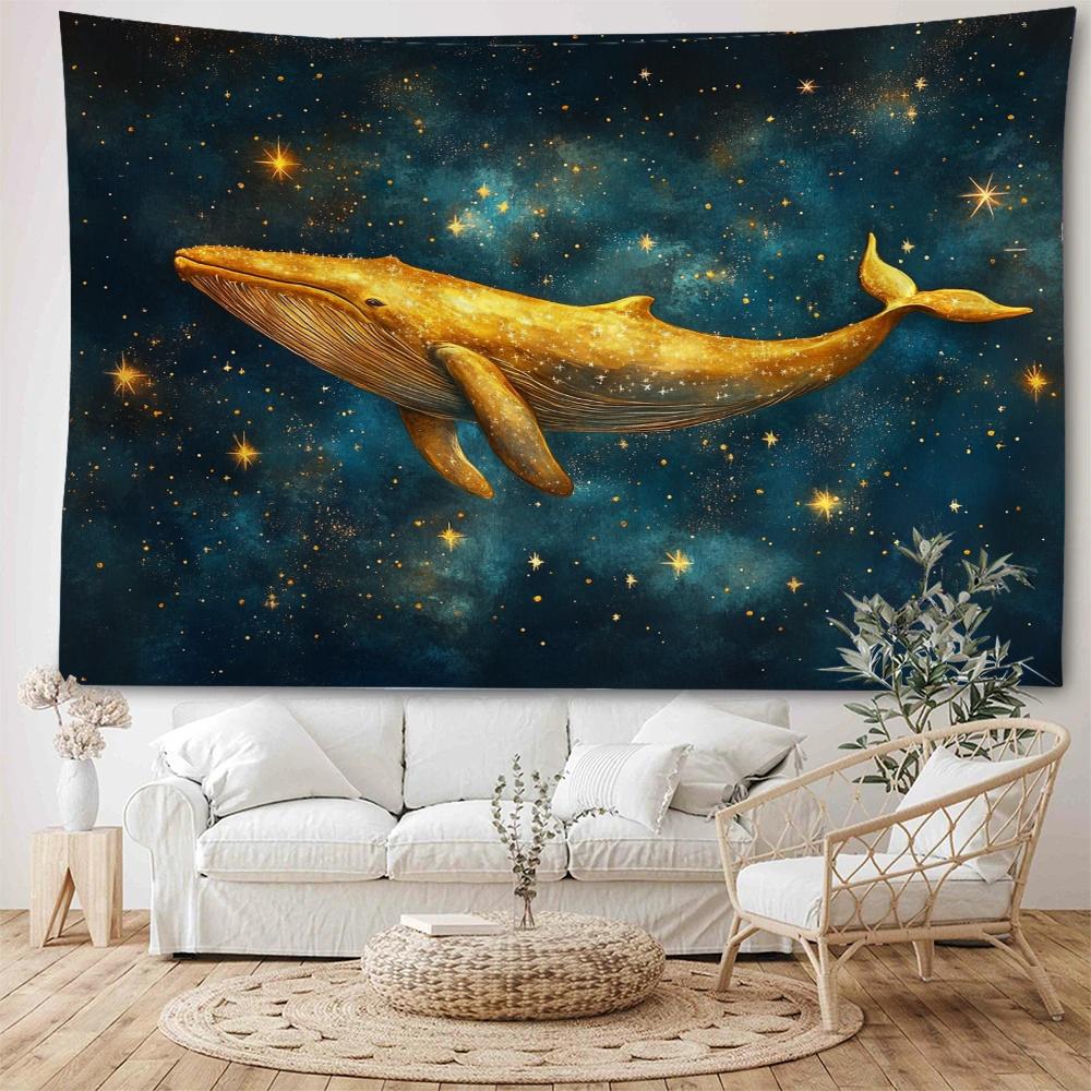 Dreamy Whale Starry Sky Colorful Whale Dolphin Decorative Tapestry Bohemian Hippie Wall Decorative Tapestry