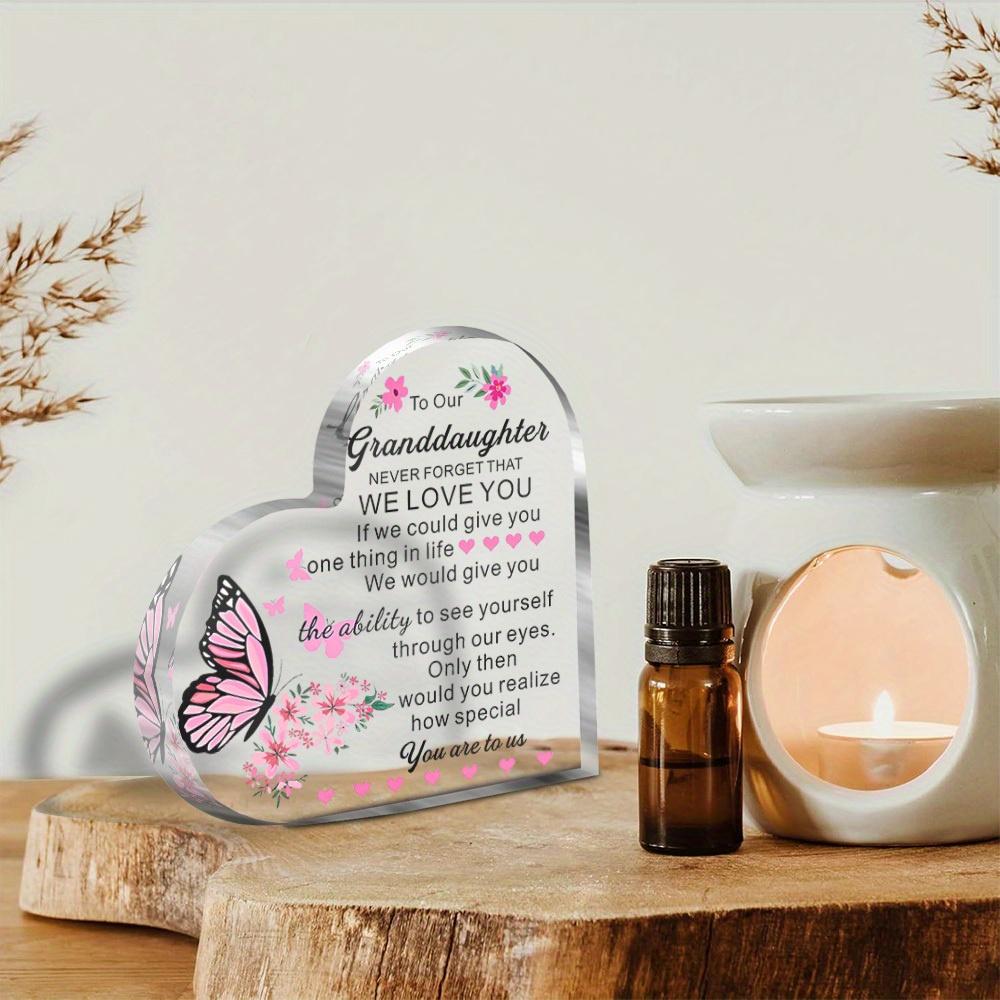 "To Our Granddaughter" Message Acrylic Tabletop Sign - Modern Floral & Butterfly Design, Perfect for Home Decor, Floral Butterfly Design, Nurserie