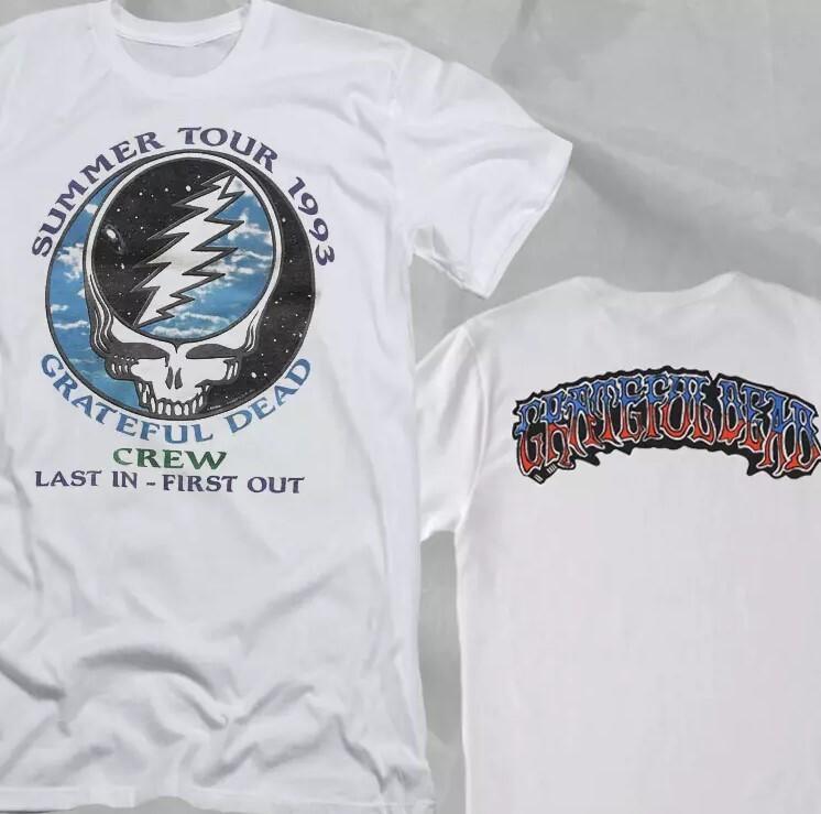 GRATEFUL DEAD SUMMER 1993 TOUR CREW White Double Sided T-Shirt Unisex T-Shirt XXL
