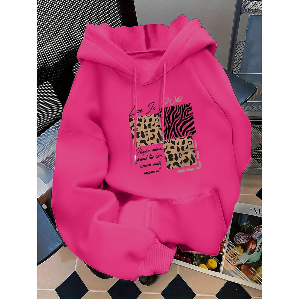Women's Autumn and Winter Loose Casual Comfortable Letter Printed Thick Long-Sleeved Round Neck Hoodie Pullover