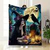 Witch Crow Moon Blanket Bedroom Blanket for Livingroom Couch Lunch Break Soft Throw for Friend's Festival Gift