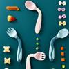 Cute Silicone Children Training Utensils Baby Practice Helper Tableware Baby Spoon Fork Set
