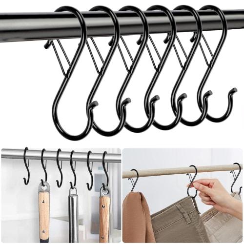 Set of 10 Black S-Hooks (9cm X 10 Pieces) - VIPITH, Universal S-Hooks for Kitchen, Bathroom, and Bath