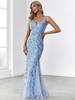 Ever-Pretty Women's Classic Double V-Neck Sequin Fishtail Maxi Dresses Evening Gowns