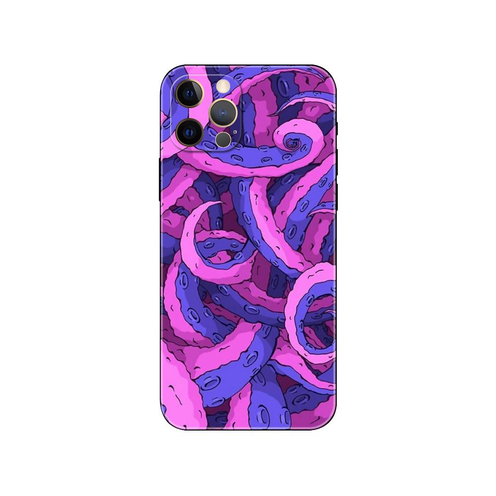 Octopus Cute Phone Case for Iphone 5 5s 2020se 6 6s 7 8 Plus X 10 XR XS 11 12 13 Mini Pro MAX Black Tpu Back Cover