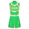 Womens Sparkling Cheerleader Dress Sleeveless Pleated Print Design Youthful Schoolgirl Uniform Halloween Costume