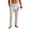 Men's Drawstring Waist Relaxed Fit Linen Lounge Pants with Pockets Lightweight Breathable Casual Trousers for Home Beach Yoga