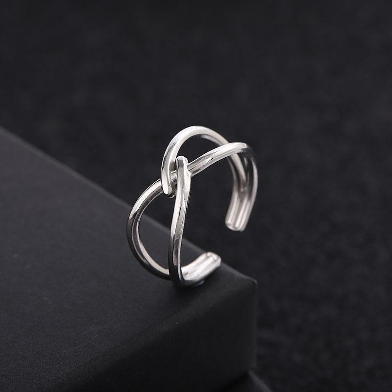 Simple Stylish Cross C Ring Neutral Vintage Opening Adjustable Oil Pressure Ring Jewelry